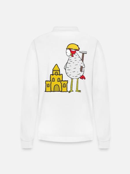 Håndværker Kylling Sandslot Byggeplads Byggemand - Stanley/Stella Prepster økologisk unisex langærmet poloshirt - hvid