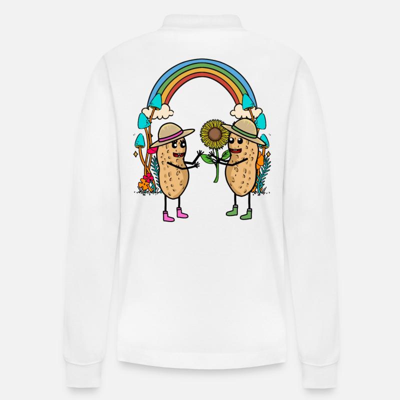 Erdnuss Regenbogen Freunde Freundschaft Blume - Stanley/Stella Unisex Bio-Langarm-Poloshirt Prepster - Weiß