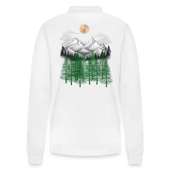 Gebirge Wald Natur Berge Fichten Baum - Stanley/Stella Unisex Bio-Langarm-Poloshirt Prepster - Weiß - Hinten - Anna (173cm)