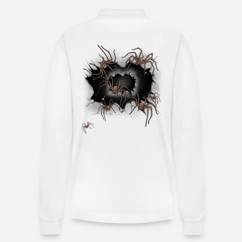 araignées araignées Halloween - Polo à manches longues bio PREPSTER Stanley/Stella Unisexe - blanc