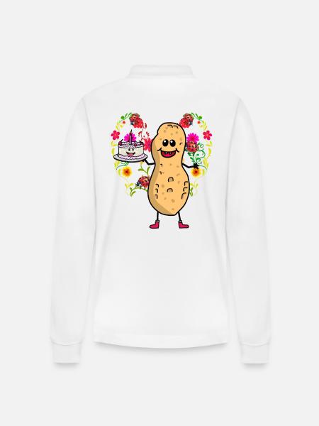 Peanut Peanuts Birthday - Stanley/Stella Organic Unisex Long-Sleeved Polo Shirt Prepster - white