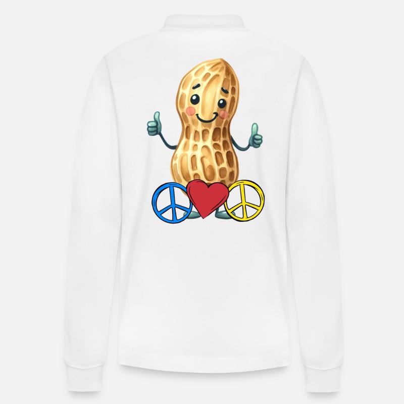 Erdnuss Peace Herz Frieden - Stanley/Stella Unisex Bio-Langarm-Poloshirt Prepster - Weiß