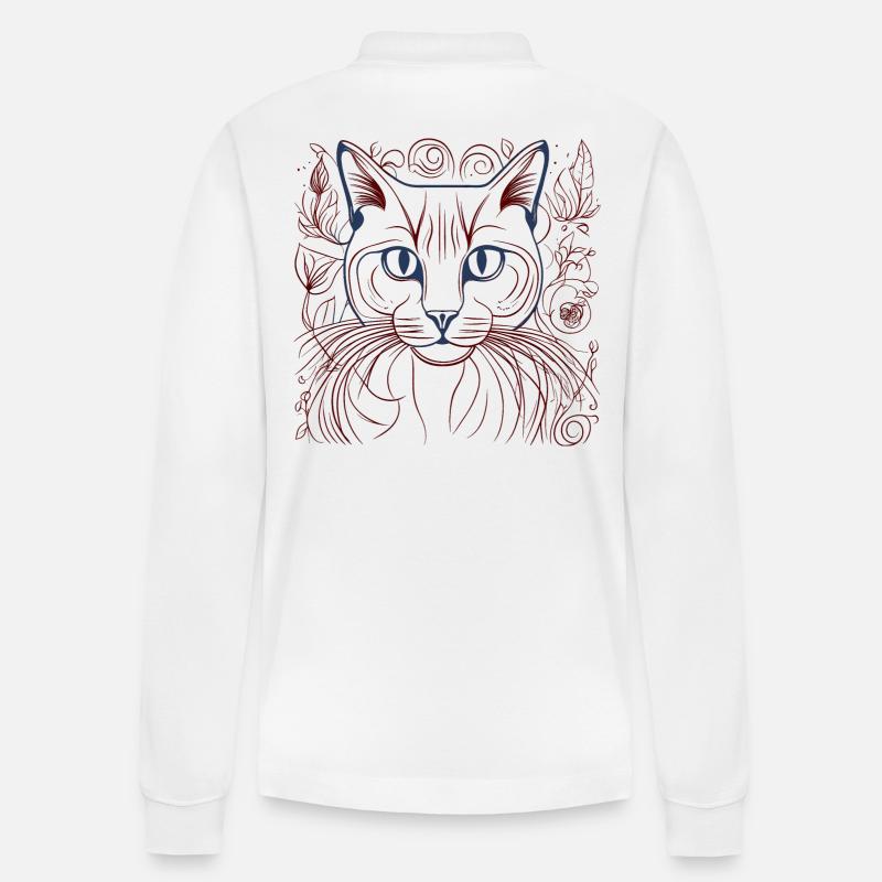 Katze Katzen Tiger - Stanley/Stella Unisex Bio-Langarm-Poloshirt Prepster - Weiß