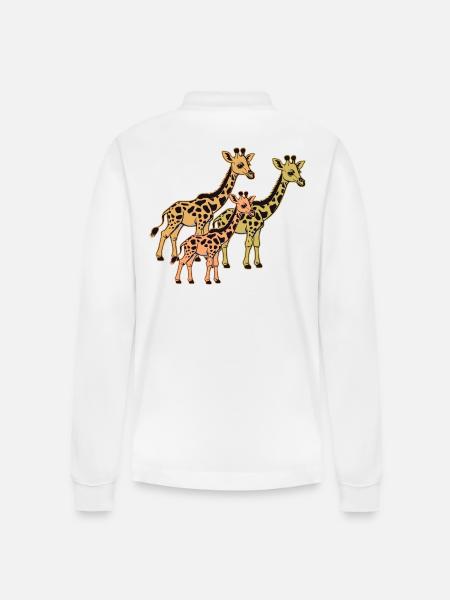 Żyrafa Afryka Safari Żyrafy - Ekologiczna koszulka polo z długim rękawem typu unisex Stanley/Stella Prepster - biały