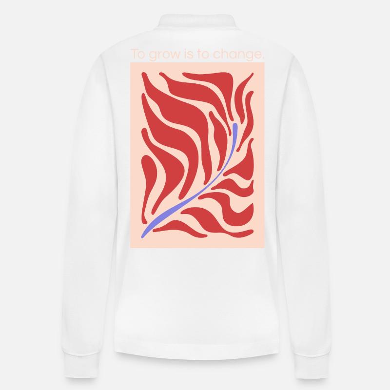 Growth through change – leaf shape pattern - Stanley/Stella Organic Unisex Long-Sleeved Polo Shirt Prepster - white
