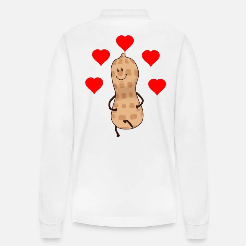 Herzlich Erdnuss Nuss Geschenkidee Valentin - Stanley/Stella Unisex Bio-Langarm-Poloshirt Prepster - Weiß