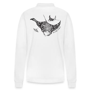 Ray - Desire for the sea, gift, vacation, diving - Stanley/Stella Organic Unisex Long-Sleeved Polo Shirt Prepster - white - Back - Anna (173cm)