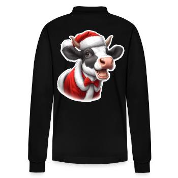 Noël en juillet vache drôle design pour Noël - Polo à manches longues bio PREPSTER Stanley/Stella Unisexe - noir - Dos - Anna (173cm)