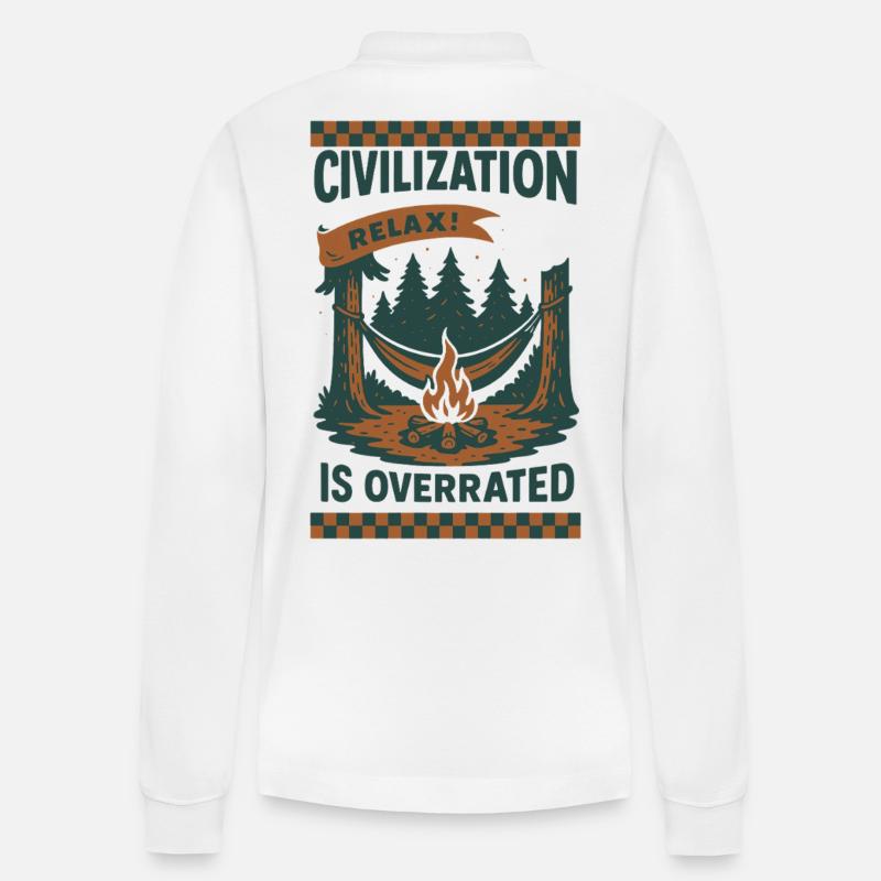 Prepper Survival Bushcrafting Zivilisation - Stanley/Stella Unisex Bio-Langarm-Poloshirt Prepster - Weiß