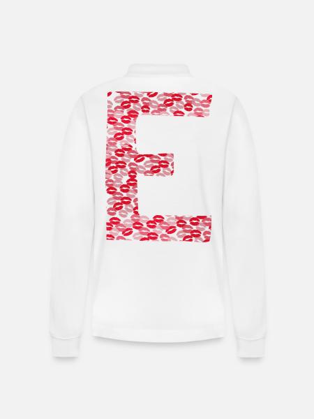 Bogstav E - tshirt kys - Stanley/Stella Prepster økologisk unisex langærmet poloshirt - hvid