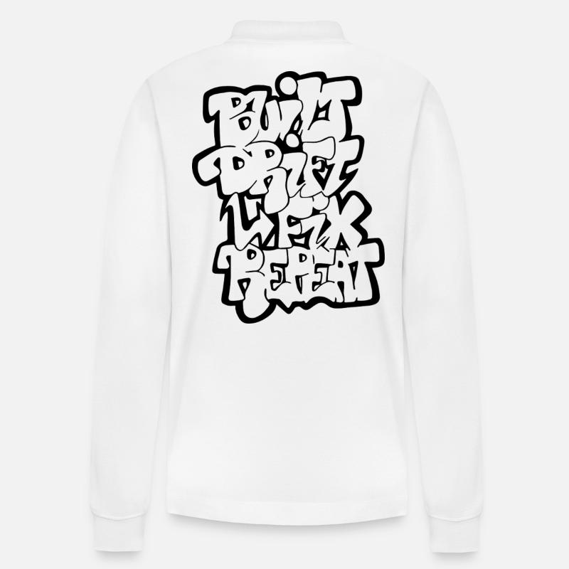 Built Drift Fix Repeat - Stanley/Stella Unisex Bio-Langarm-Poloshirt Prepster - Weiß