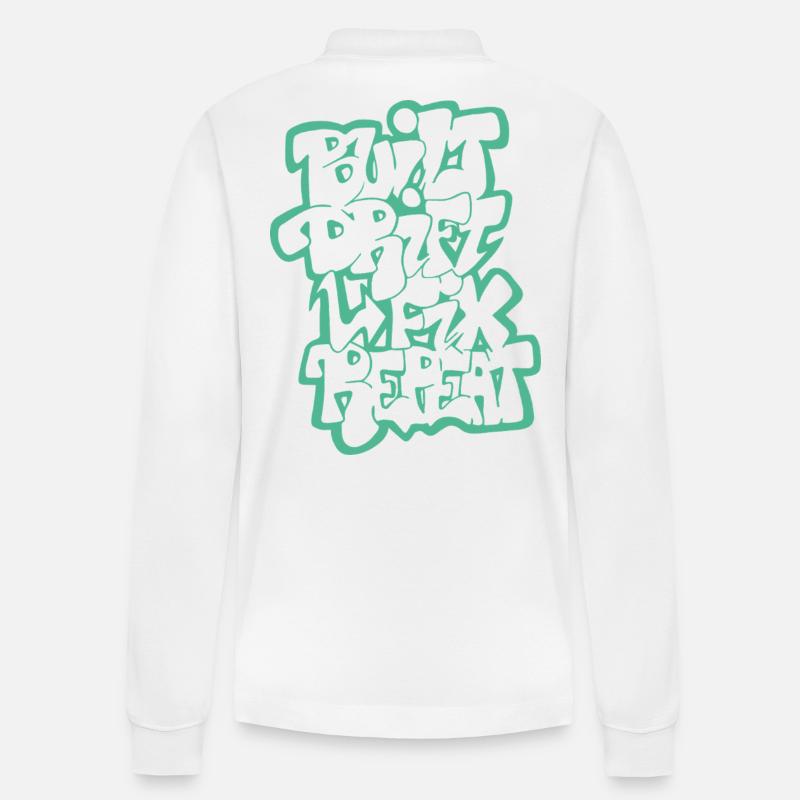 Built Drift Fix Repeat 04 - Stanley/Stella Unisex Bio-Langarm-Poloshirt Prepster - Weiß