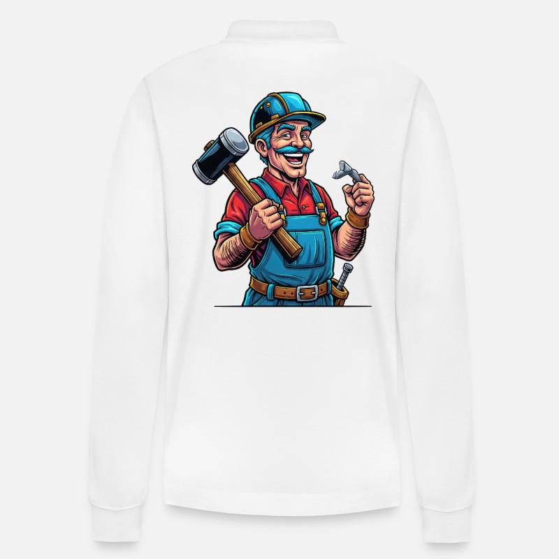Handwerker Stolz: Hammerharte Arbeit! - Stanley/Stella Unisex Bio-Langarm-Poloshirt Prepster - Weiß