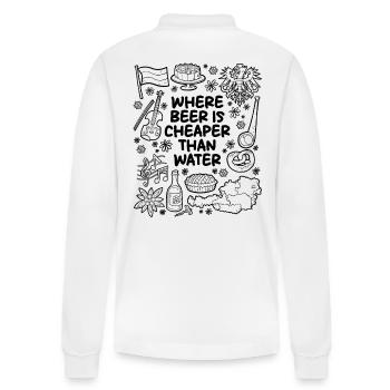 Wo Bier günstiger ist als Wasser - Stanley/Stella Unisex Bio-Langarm-Poloshirt Prepster - Weiß - Hinten - Anna (173cm)