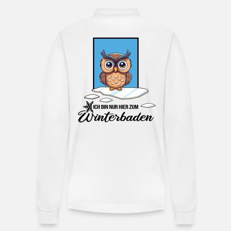 Eisbaden Winterschwimmen Eule Winterbad - Stanley/Stella Unisex Bio-Langarm-Poloshirt Prepster - Weiß
