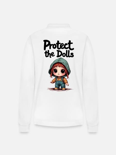 Protect the Dolls - Sweet Message - Stanley/Stella Organic Unisex Long-Sleeved Polo Shirt Prepster - white