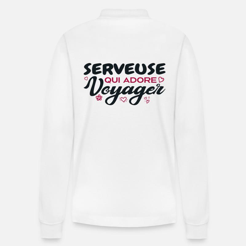 Serveuse globe-trotteuse passionnée de voyages - Polo à manches longues bio PREPSTER Stanley/Stella Unisexe - blanc