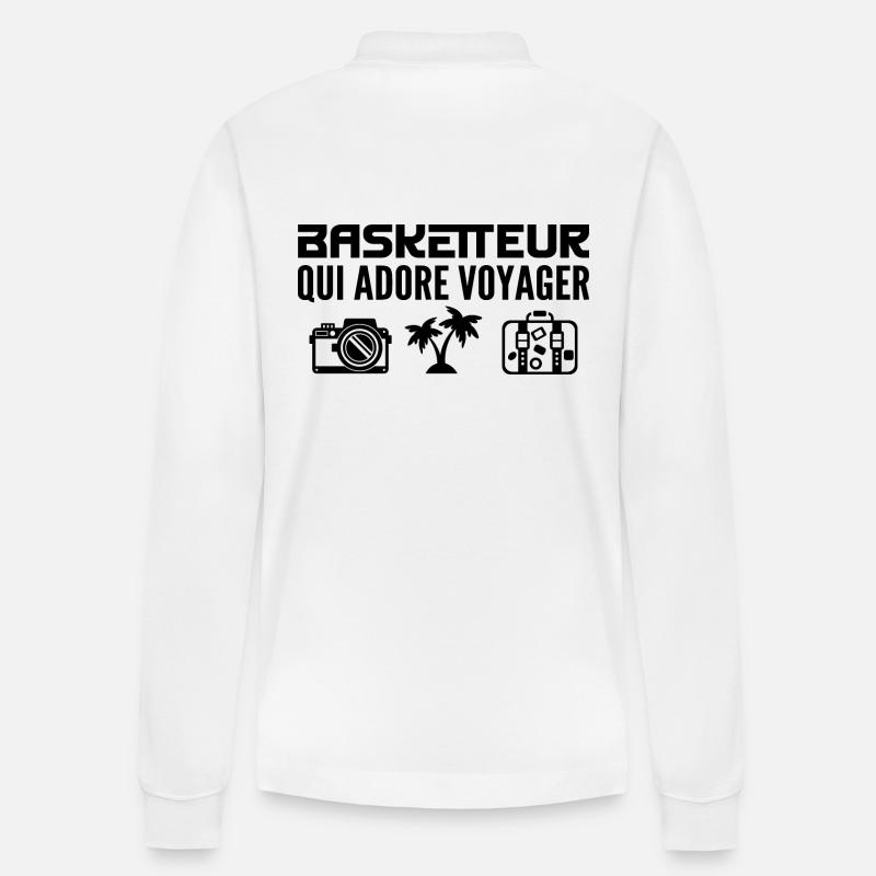 Voyageurs & Basketteurs : Passion & Découverte - Polo à manches longues bio PREPSTER Stanley/Stella Unisexe - blanc
