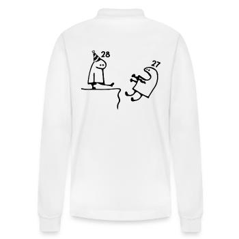 28 years: Farewell age 27 years, Happy 28th birthday - Stanley/Stella Organic Unisex Long-Sleeved Polo Shirt Prepster - white - Back - Anna (173cm)