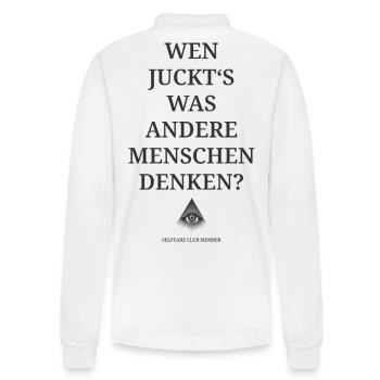 Who cares.... - Stanley/Stella Organic Unisex Long-Sleeved Polo Shirt Prepster - white - Back - Anna (173cm)