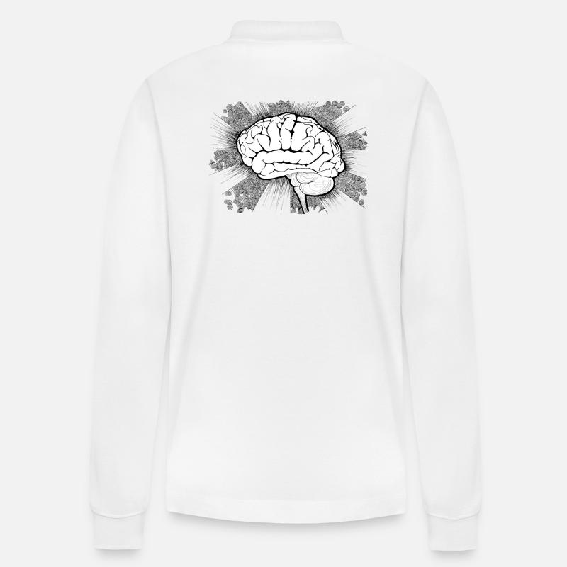 Gehirnkirmes Doodle Design - Stanley/Stella Unisex Bio-Langarm-Poloshirt Prepster - Weiß
