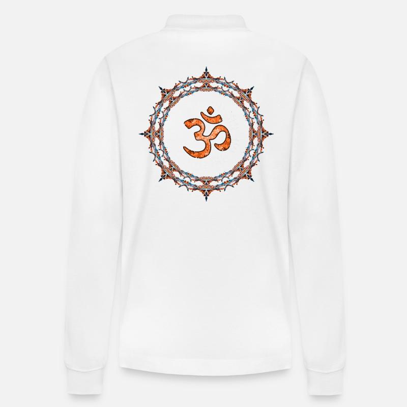 Orange Om - Stanley/Stella Unisex Bio-Langarm-Poloshirt Prepster - Weiß