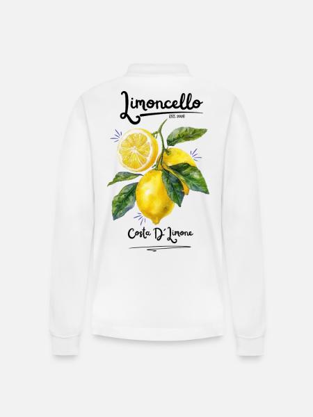 Zitronen-Aquarell mit Blättern - Stanley/Stella Unisex Bio-Langarm-Poloshirt Prepster - Weiß