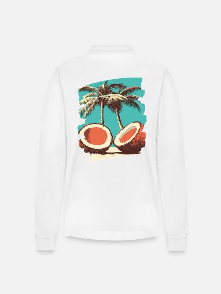 Kokosnuss Coconut - Stanley/Stella Unisex Bio-Langarm-Poloshirt Prepster - Weiß