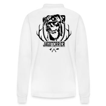 Hunting Terrier Dogs Dog Hunting Dog Hunting Dogs Wilsigns - Stanley/Stella Organic Unisex Long-Sleeved Polo Shirt Prepster - white - Back - Anna (173cm)