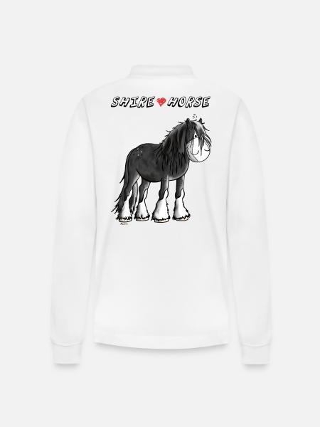Love Shire Horses - Stanley/Stella Organic Unisex Long-Sleeved Polo Shirt Prepster - white