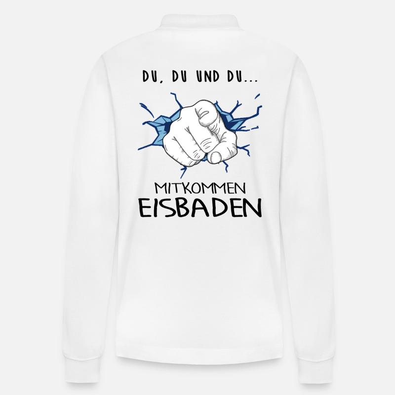 Eisbaden Winterbader-Motivation Eisbader - Stanley/Stella Unisex Bio-Langarm-Poloshirt Prepster - Weiß