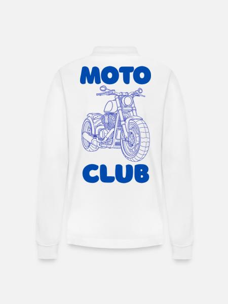 Moto Club Silhouette - Stanley/Stella Organic Unisex Long-Sleeved Polo Shirt Prepster - white