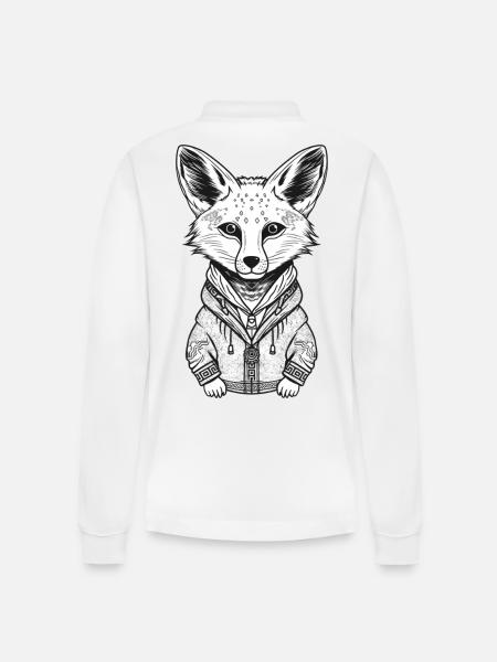 Fuchs mit Streetwear-Design - Stanley/Stella Unisex Bio-Langarm-Poloshirt Prepster - Weiß
