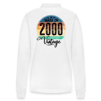 Vintage Made in 2000 Year of birth 2000 Birthday - Stanley/Stella Organic Unisex Long-Sleeved Polo Shirt Prepster - white - Back - Anna (173cm)