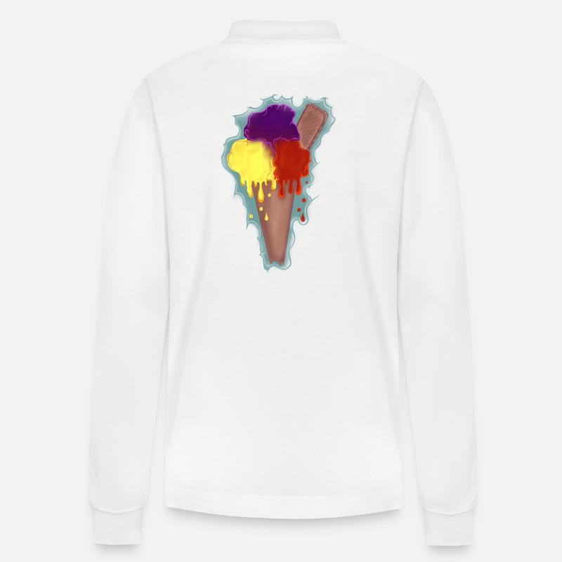 Regenbogen Eis  - Stanley/Stella Unisex Bio-Langarm-Poloshirt Prepster - Weiß