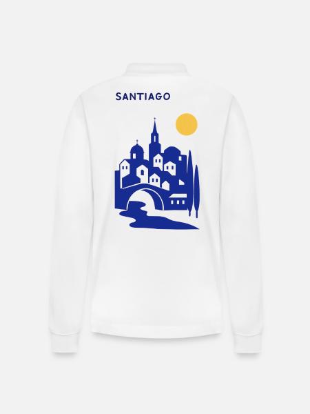 Santiago silhouette in the evening - Stanley/Stella Organic Unisex Long-Sleeved Polo Shirt Prepster - white