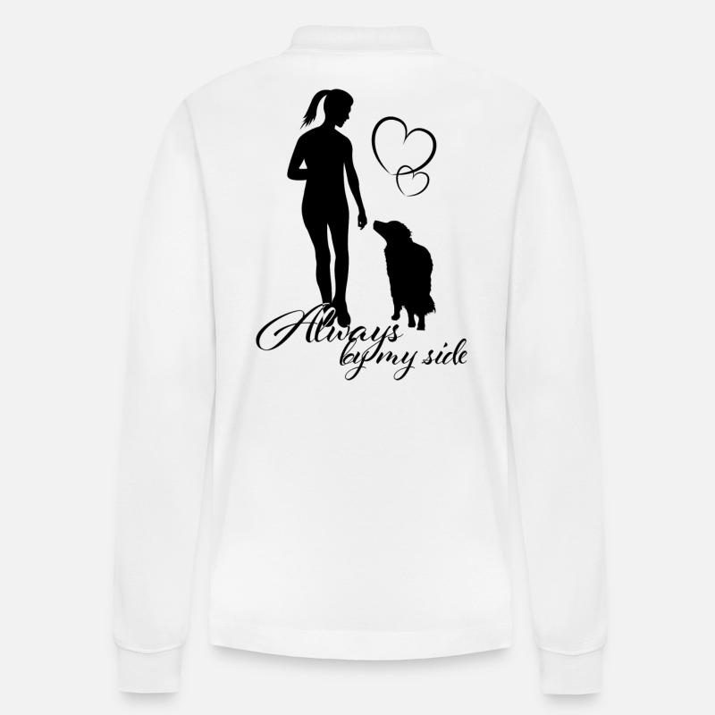 Doglover, by my side - Stanley/Stella Unisex Bio-Langarm-Poloshirt Prepster - Weiß