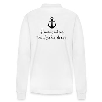 Home is where the Anchor drops schwarz - Stanley/Stella Unisex Bio-Langarm-Poloshirt Prepster - Weiß - Hinten - Anna (173cm)