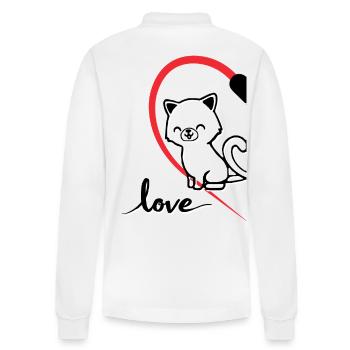 Chat avec l’inscription Love half of a heart - Polo à manches longues bio PREPSTER Stanley/Stella Unisexe - blanc - Dos - Anna (173cm)