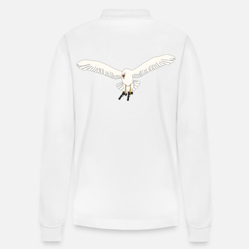 Möwe mit Pistolen - Stanley/Stella Unisex Bio-Langarm-Poloshirt Prepster - Weiß