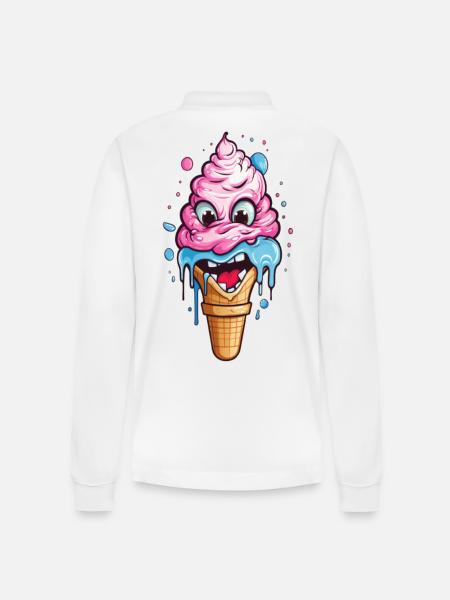 Verspieltes Eistopping-Motiv für Kinder - Stanley/Stella Organic Unisex Long-Sleeved Polo Shirt Prepster - white