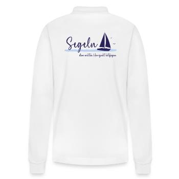 Segeln dem weiten Horizont entgegen blau - Stanley/Stella Unisex Bio-Langarm-Poloshirt Prepster - Weiß - Hinten - Anna (173cm)