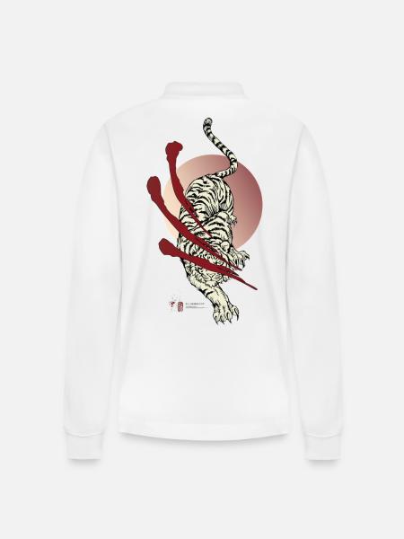 Japan Tiger Rising Sun - Stanley/Stella Organic Unisex Long-Sleeved Polo Shirt Prepster - white