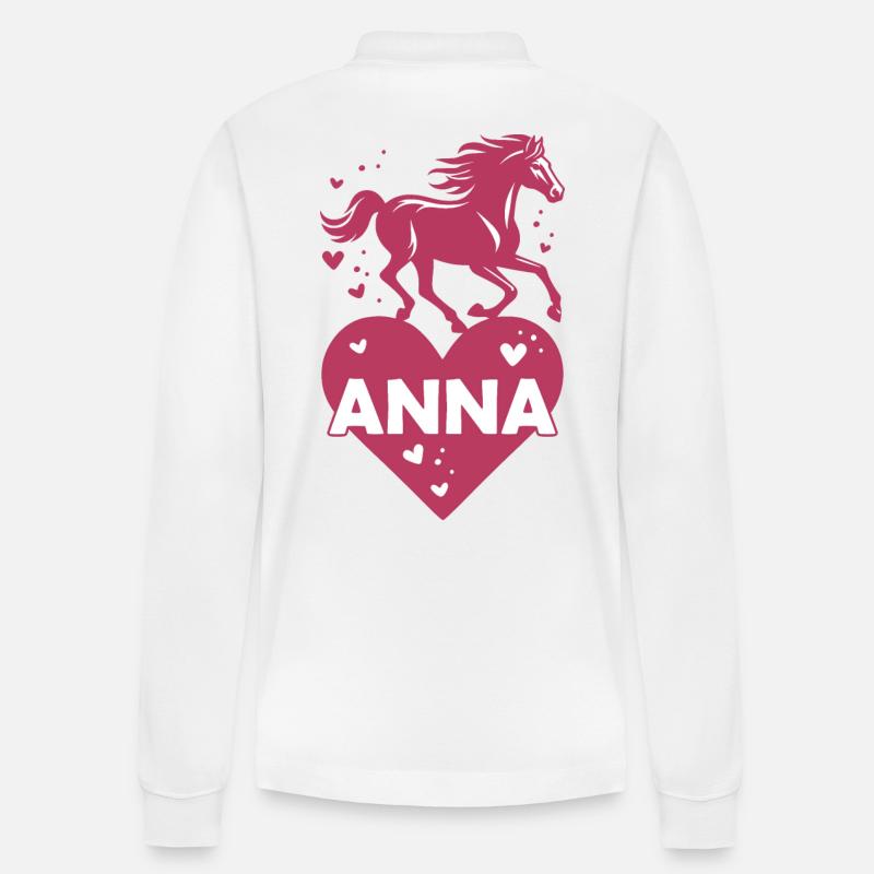 Anna Nom Prénom Pferdeherz - Polo à manches longues bio PREPSTER Stanley/Stella Unisexe - blanc