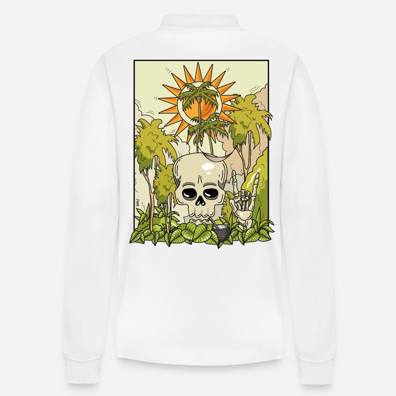 Vulkanischer Totenkopf mit Sonnenkranz - Stanley/Stella Unisex Bio-Langarm-Poloshirt Prepster - Weiß