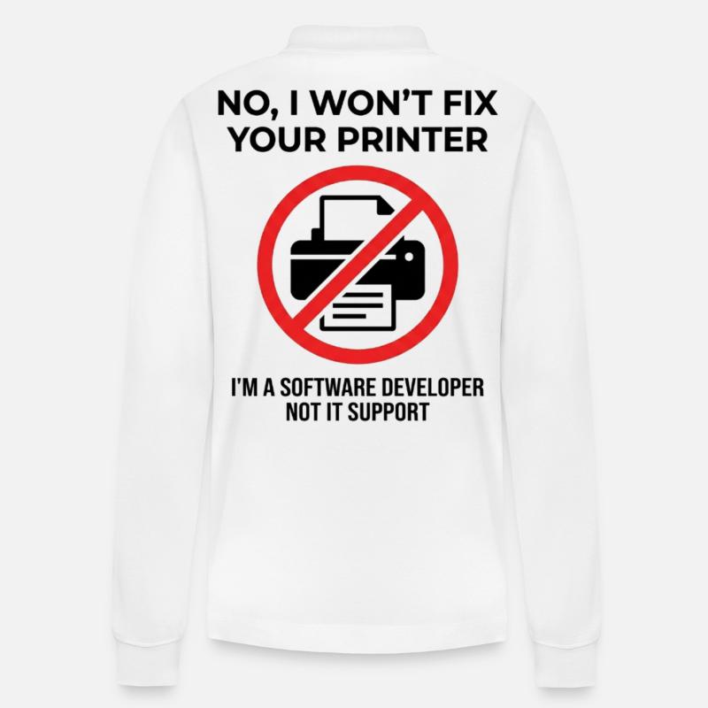 Programmierer: kein IT-Support - Stanley/Stella Unisex Bio-Langarm-Poloshirt Prepster - Weiß