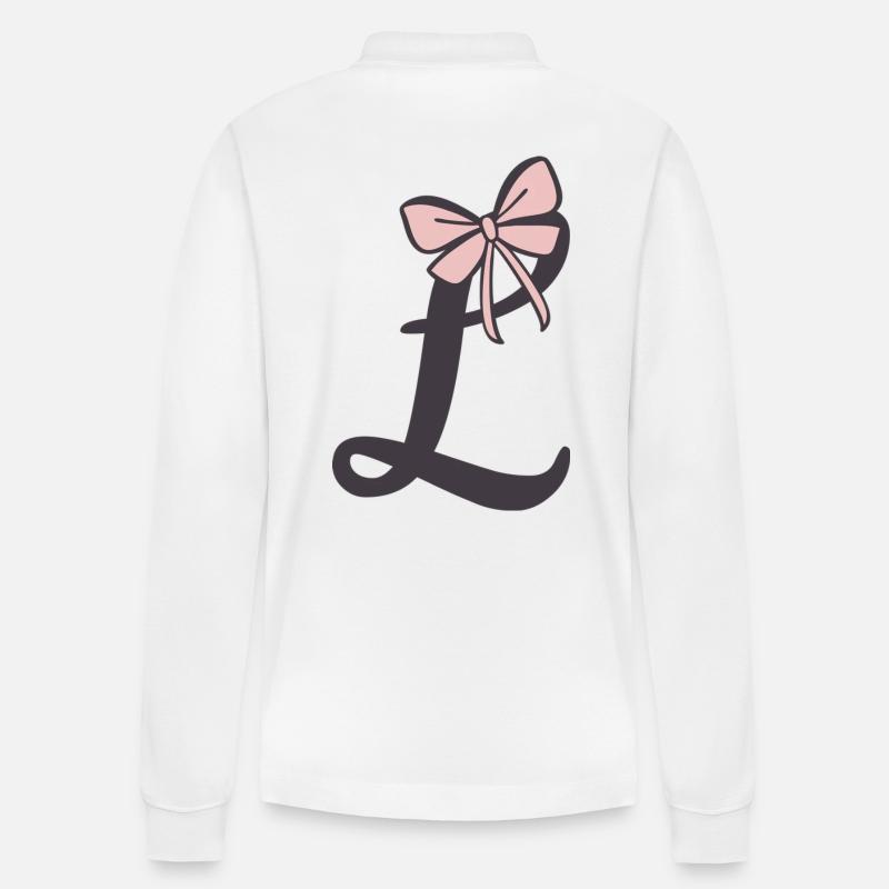 Anfangsbuchstabe L Schleifchen - Stanley/Stella Unisex Bio-Langarm-Poloshirt Prepster - Weiß