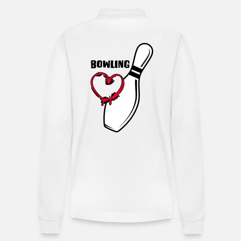 bowling strike bowlingbahn bowling-love - Stanley/Stella Unisex Bio-Langarm-Poloshirt Prepster - Weiß