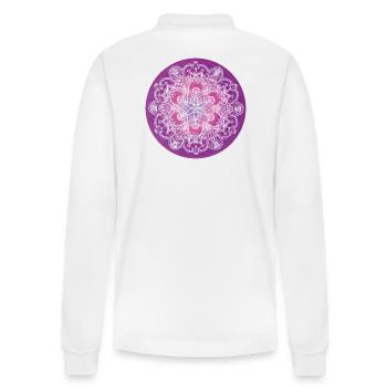 Mandala Amethyst – Intuition & innere Klarheit - Stanley/Stella Unisex Bio-Langarm-Poloshirt Prepster - Weiß - Hinten - Anna (173cm)