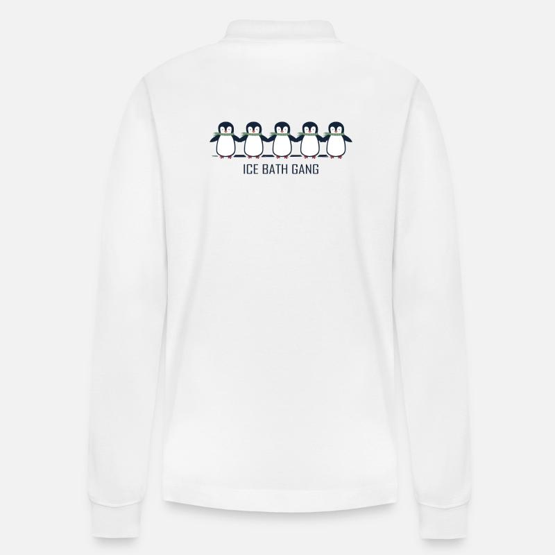 eisbader winterbader pinguin eisbaden - Stanley/Stella Unisex Bio-Langarm-Poloshirt Prepster - Weiß